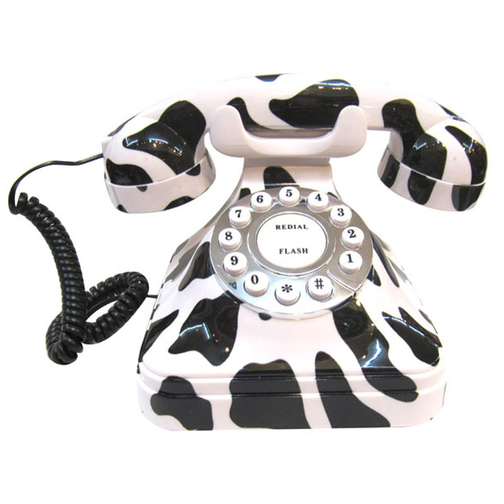   Ÿ Ƽ ̾  Ŭ Ȩ ũ ȭ /Novelty Milk Cow Style Vintage Dial Old Fashioned Classical Home Desk Telephone Free shipping
